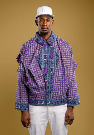 The ‘Ojemba’ Jacket takes its name from the Igbo word for “traveler” or “sojourner.” It reflects the spirit of the global citizen—rooted in heritage, but open to every place and culture. Like its wearer, it moves fluidly between worlds, carrying stories in its fabric and design.
